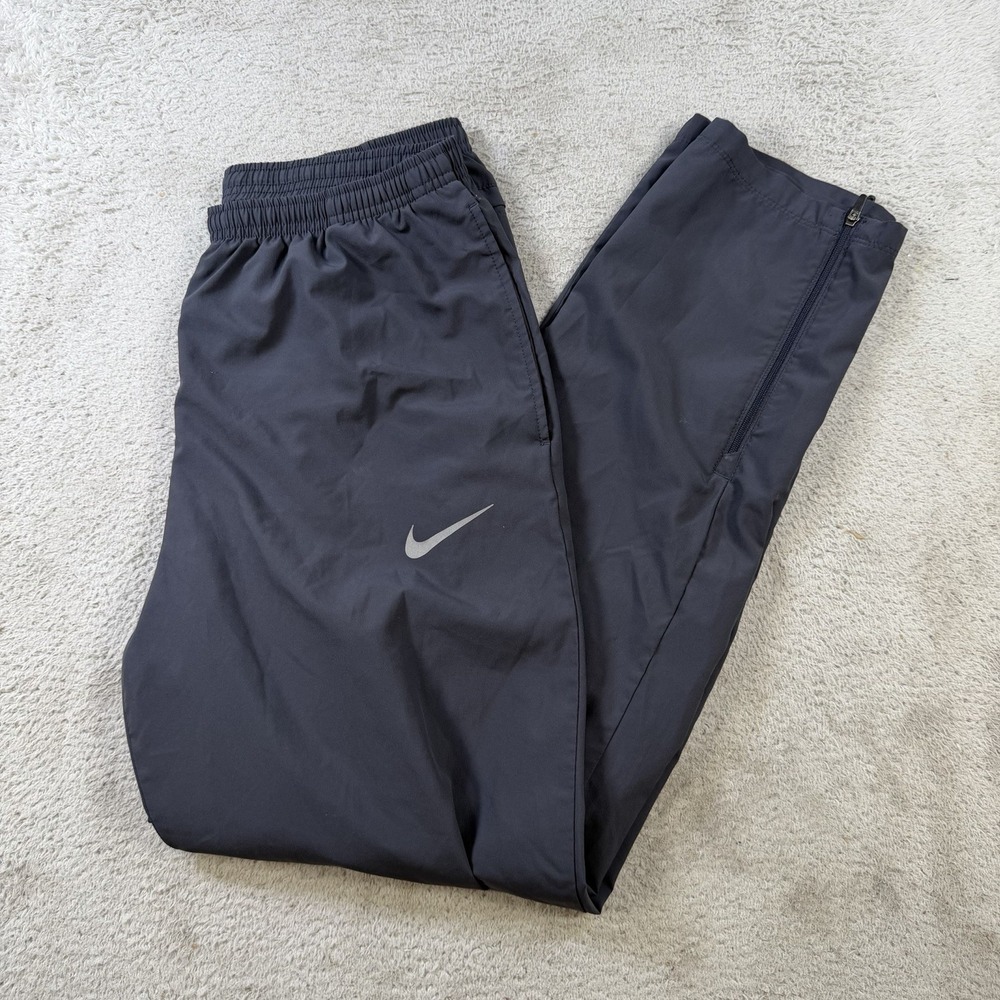 Nike Track Pants Mens Medium Grey Gym Training Drawstring Dri-Fit Zip Ankle